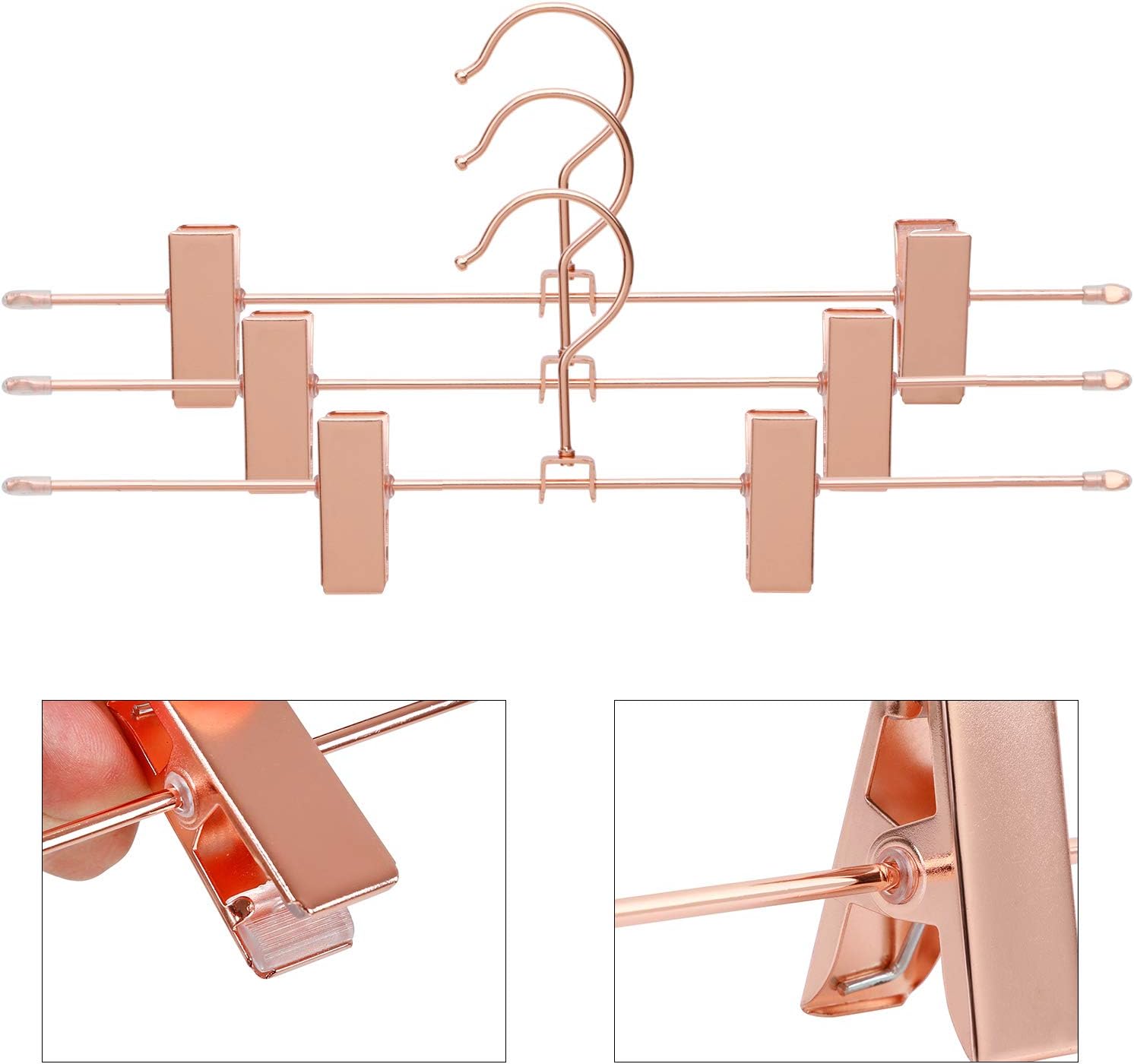 Detalle 2 de SONGMICS CRI46R-10 Metal Trouser Hangers, 31 cm, Rose Gold, 10-Pack