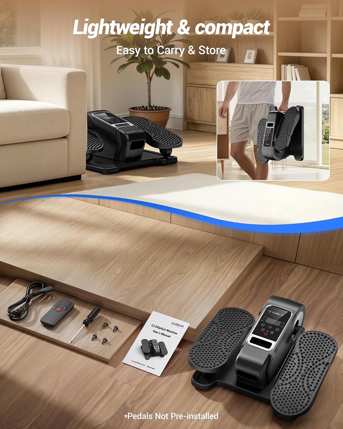 Thumbnail 6 de CURSOR FITNESS C2 Under Desk Elliptical, 12 Speeds, Remote and LCD Monitor