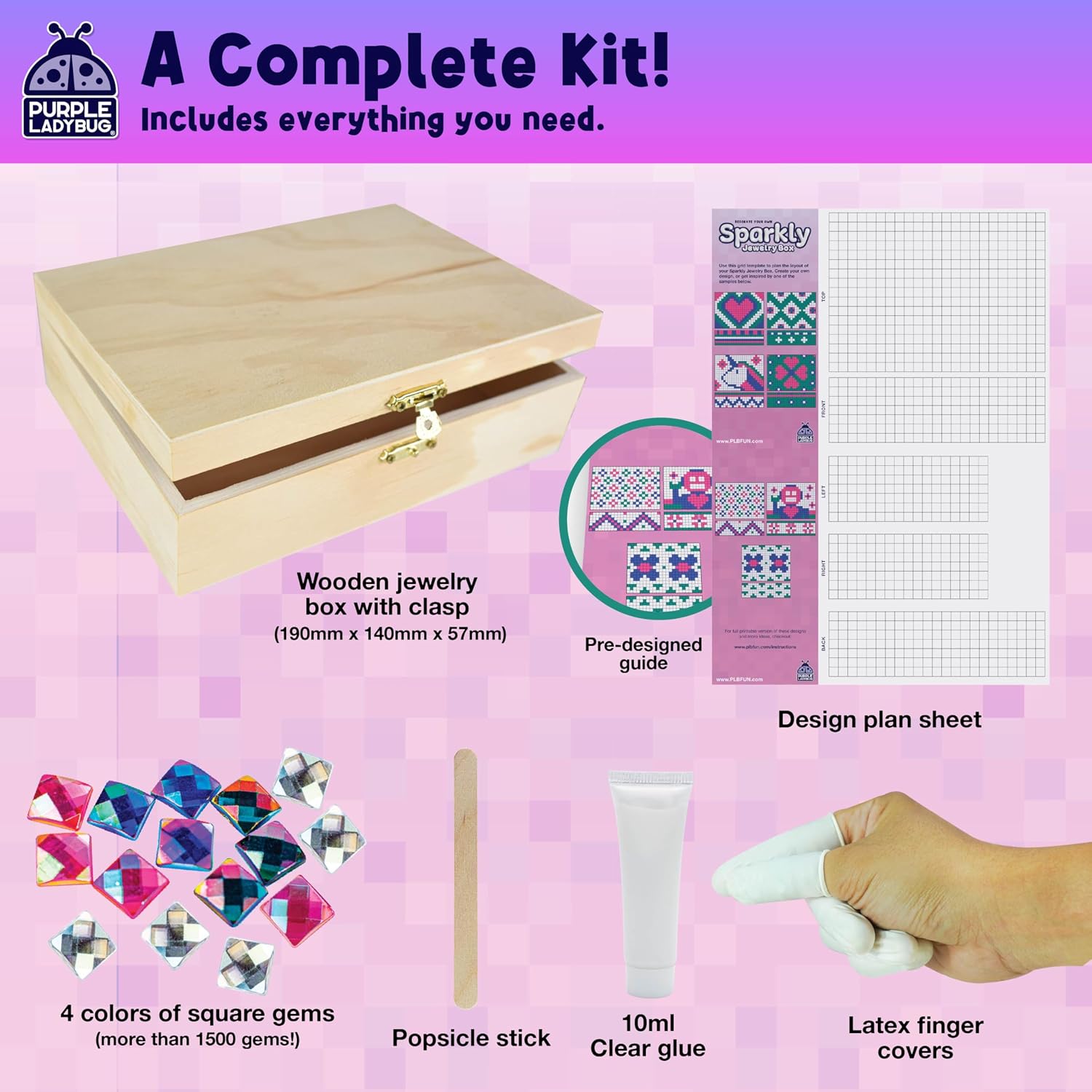 Thumbnail 1 de PURPLE LADYBUG Jewelry Box Craft for Girls Ages 8-12