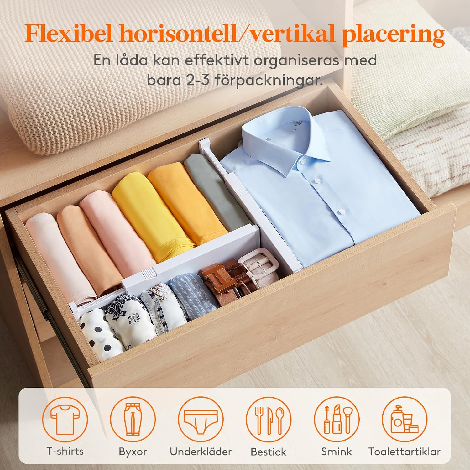 Detalle 2 de Lifewit 23041 lådavdelare i ABS, 5-pack, justerbara 28–44,5 cm