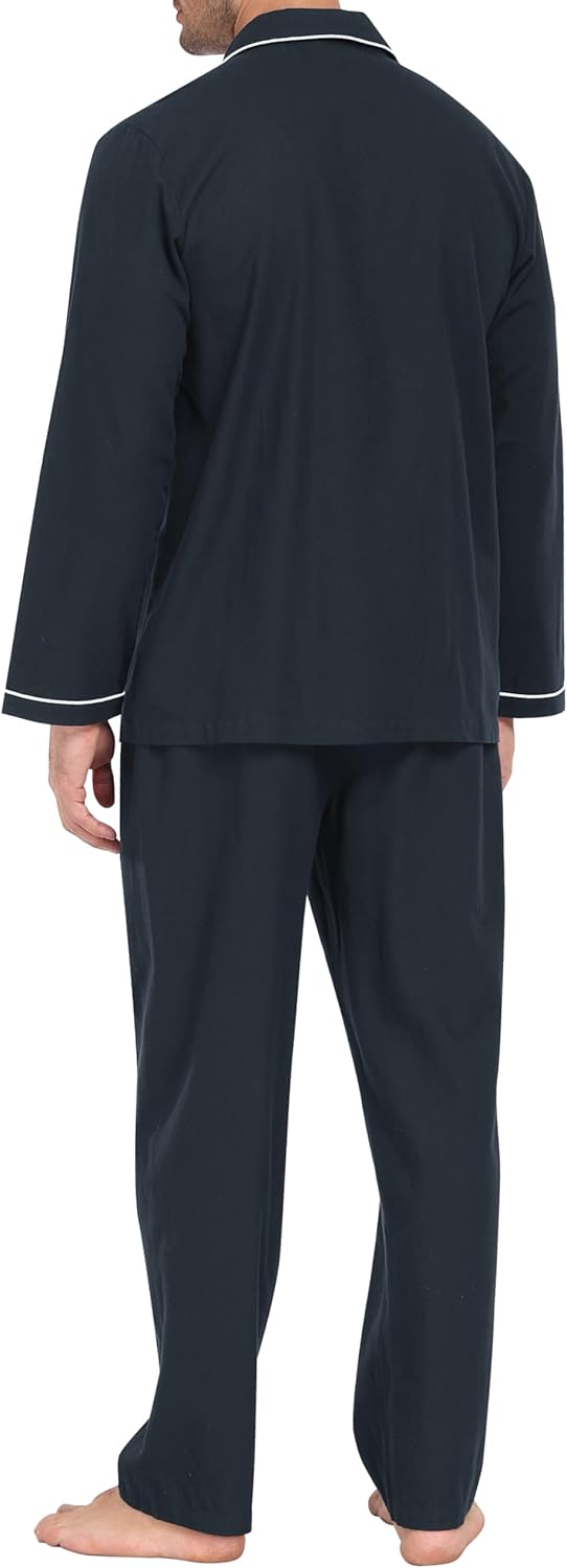 Thumbnail 3 de MoFiz Pyjama homme en coton 100% : ensemble hiver haut boutonné col V et pantalon