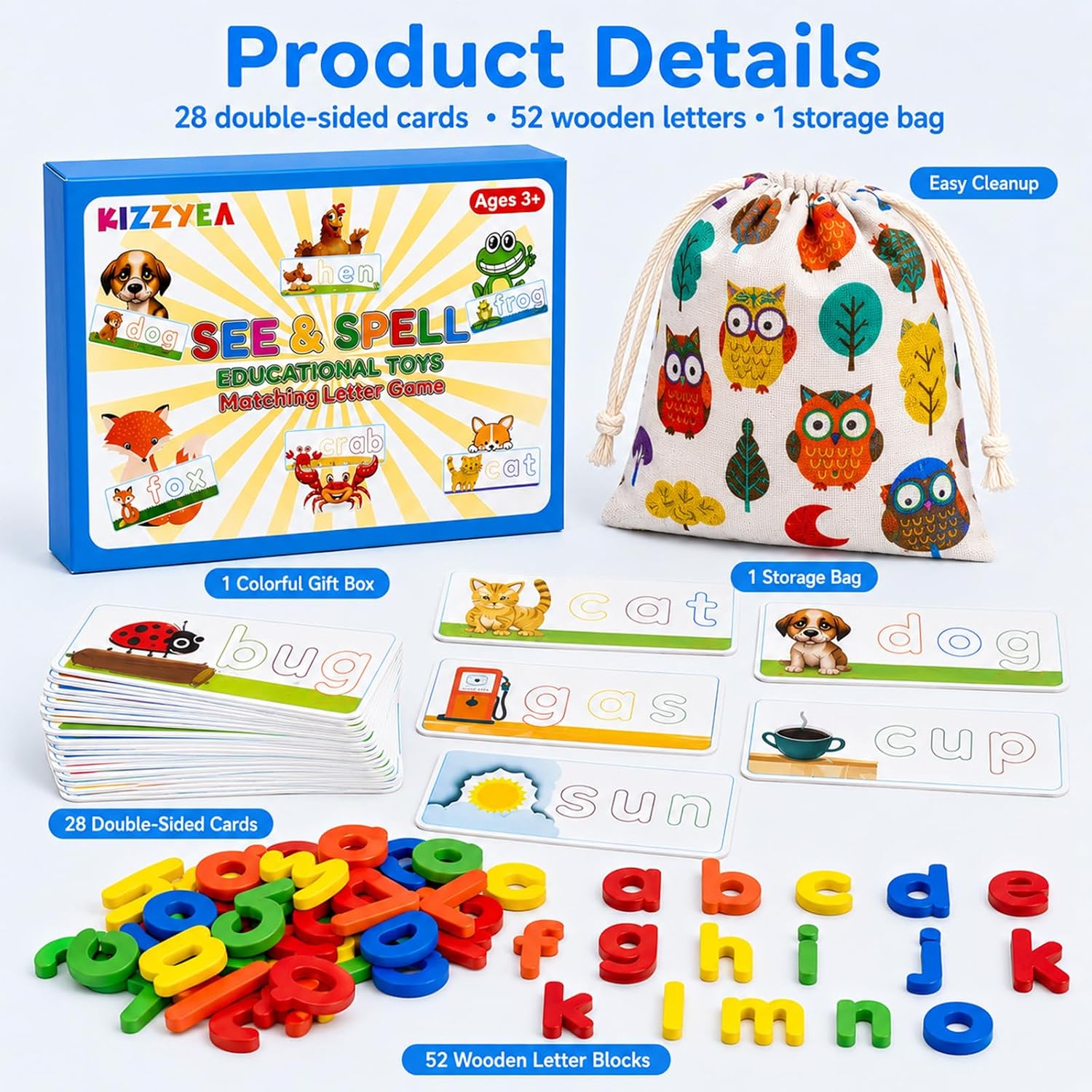 Thumbnail 6 de See-and-Spell CVC Word Toy, 28 Double-Sided Cards