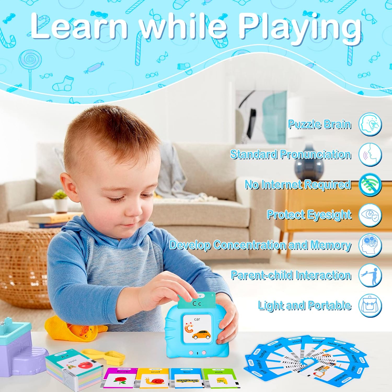 Detalle de Talking Flash Cards reading machine 255 words