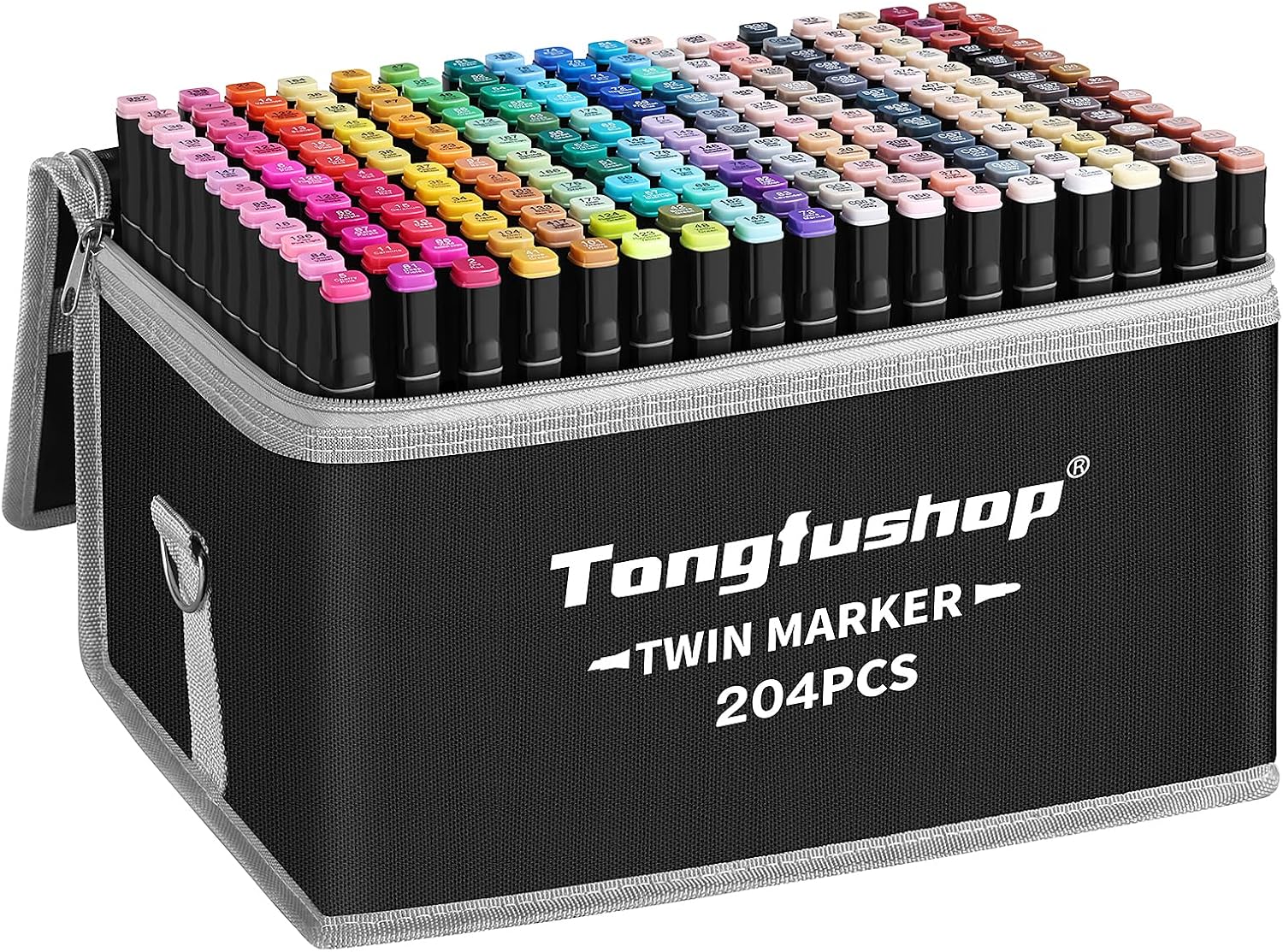 Detalle de Tongfushop Filzstifte Marker Set mit Alkohol, 204 Farben (Doppelte Spitze: Fein- und Breitspitze)