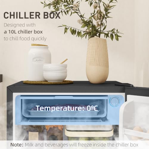 Thumbnail 3 de HOMCOM Under Counter Fridge 91L with 10L Chiller Box - Silver Tone