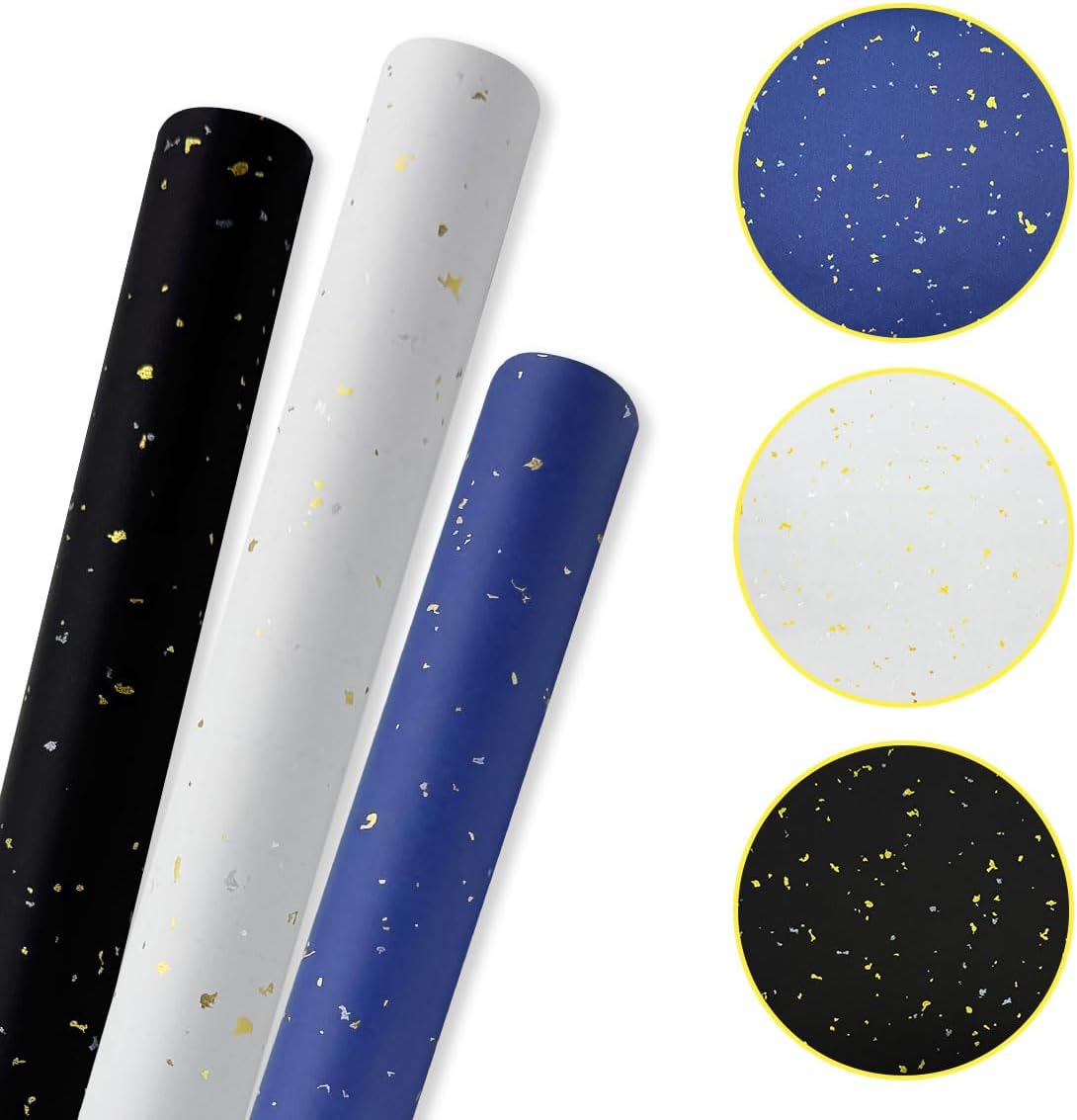 Detalle de 3 Rolls Birthday Gift Wrapping Paper (43cm x 3m) in Christmas Blue, White & Black – gift wrap for birthdays, parties and weddings