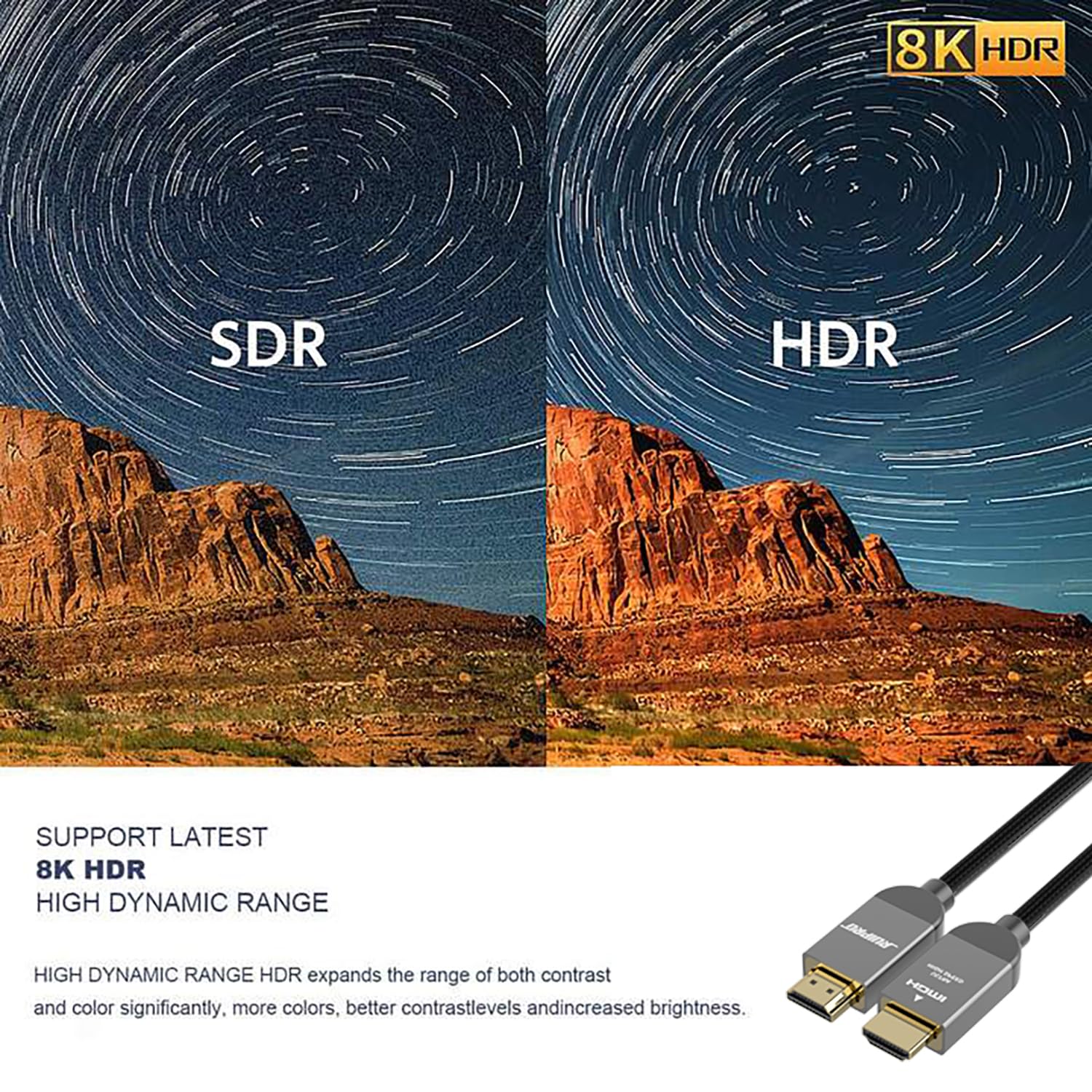 Thumbnail 2 de RUIPRO 8K Certified HDMI 2.1 Cable 1m: Ultra High Speed 48Gbps for 8K/4K with Dynamic HDR and eARC