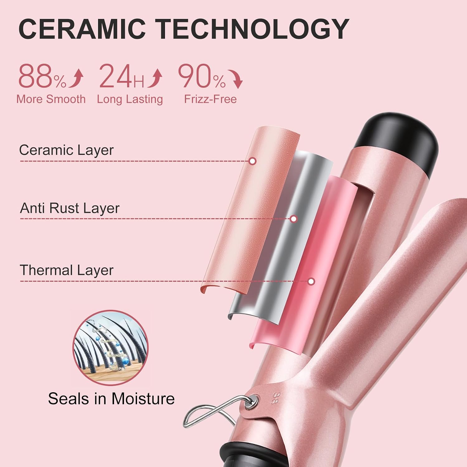Thumbnail 3 de Large Barrel Curling Tongs 38mm with Ceramic Barrel and 14 Temperature Settings