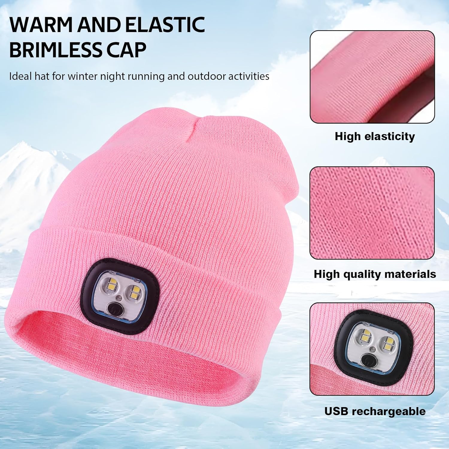 Thumbnail 3 de Bonnet tricoté avec Lumière USB Rechargeable UQTUKO — Chaud, mains libres et polyvalent pour l’hiver