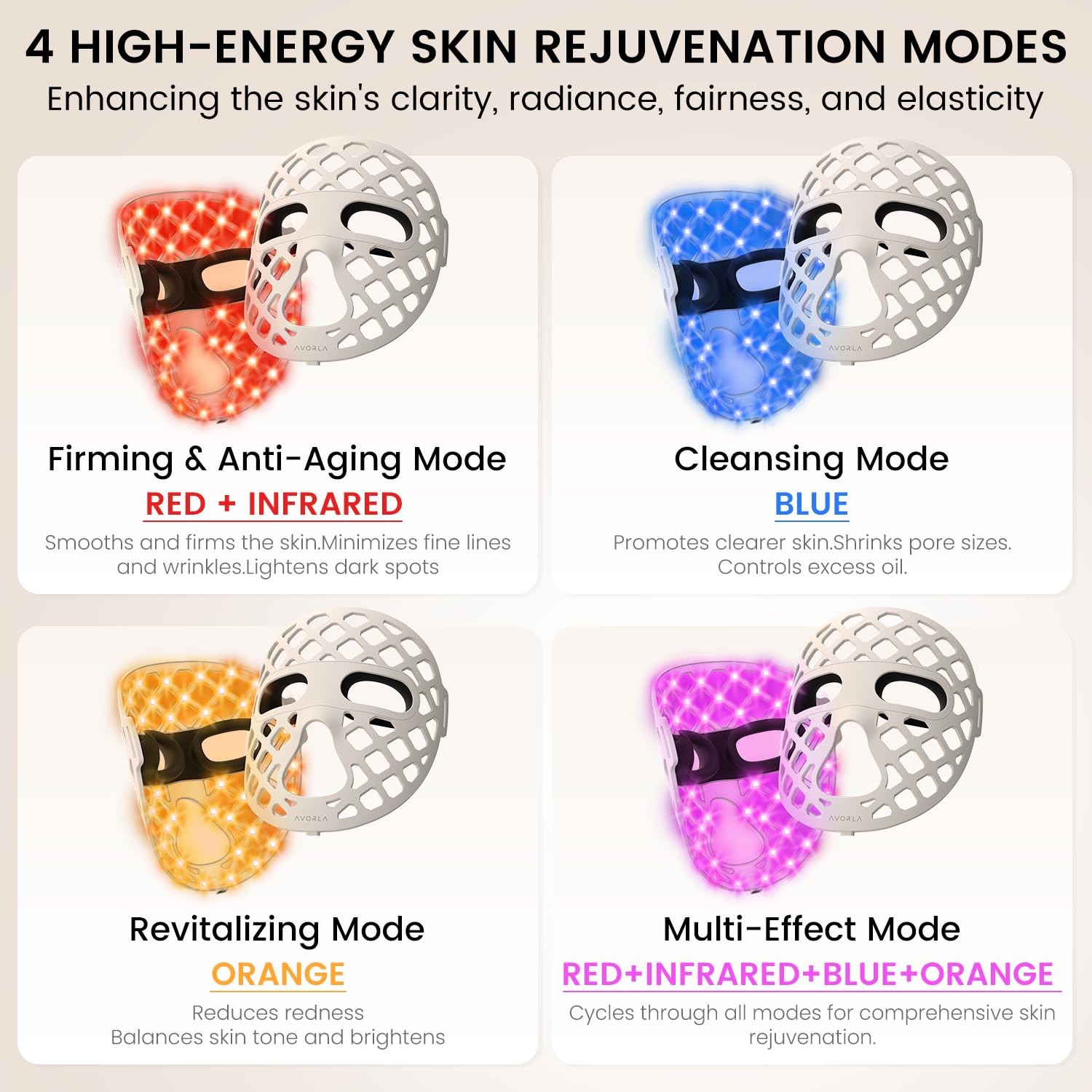 Thumbnail 1 de Avorla LED Face Mask Light Therapy