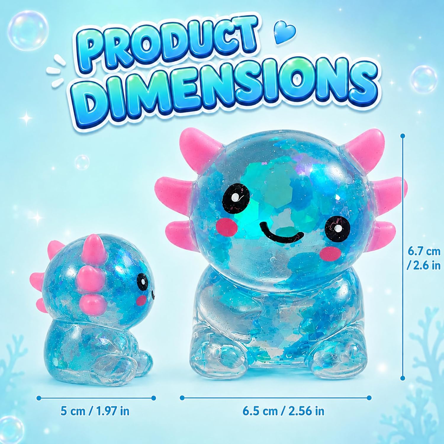 Thumbnail 3 de Axolotl Squishy Toy: Glitter Fidget for Stress Relief (Bluepink)