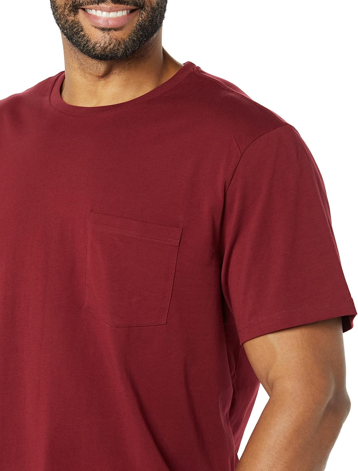 Detalle de Amazon Essentials Men's T-Shirt Slim-Fit Short-Sleeved Crewneck Pocket, Pack of 2
