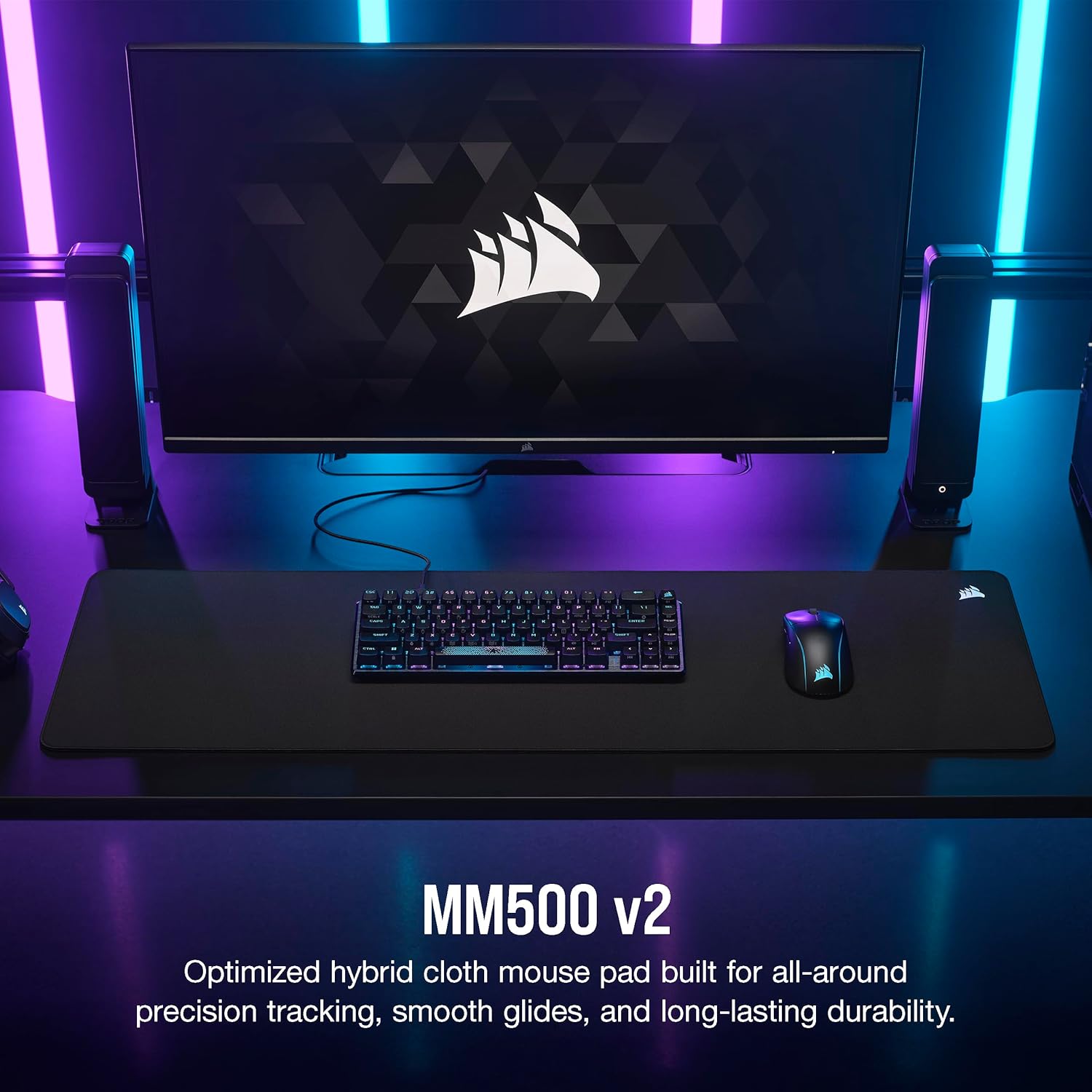 Thumbnail 1 de Corsair MM500 v2 Hybrid Cloth Gaming Extended Mouse Pad (93cm x 30cm) with Spill-Proof Coating