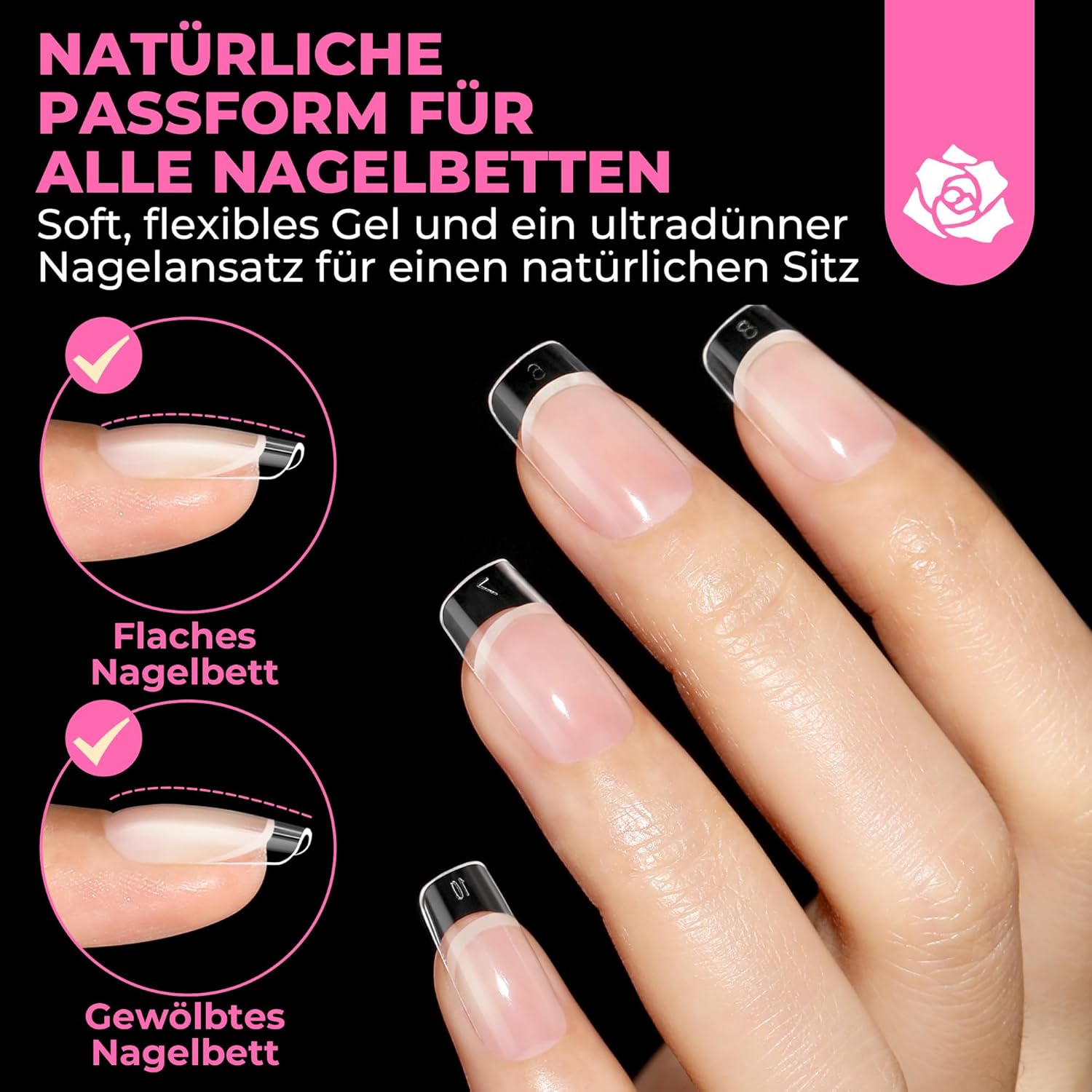 Thumbnail 2 de UNA GELLA Nail Tips – 504 Stück Soft-Gel Short Square Nageltips für Gel, Acryl und Dip-Powder