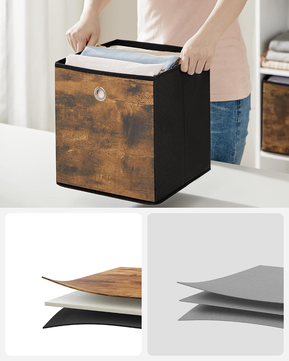 Detalle 2 de SONGMICS RFB133B01 opbergdozen, set van 6, 33 x 33 x 33 cm
