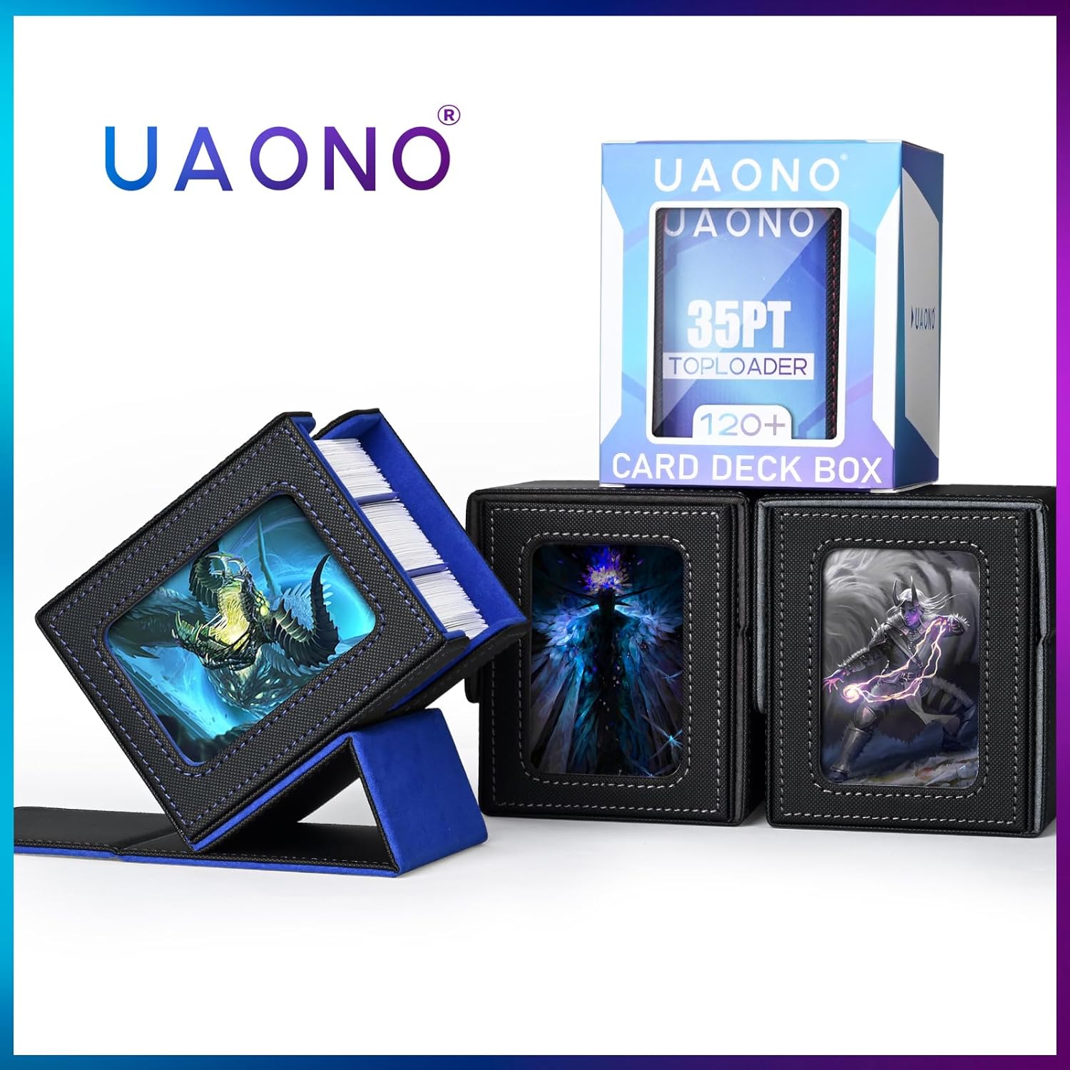 Thumbnail 6 de UAONO Magic Deck Box für MTG Commander-Display – Deck-Case für 100+ Karten mit 2 Trennwänden und Top Loader