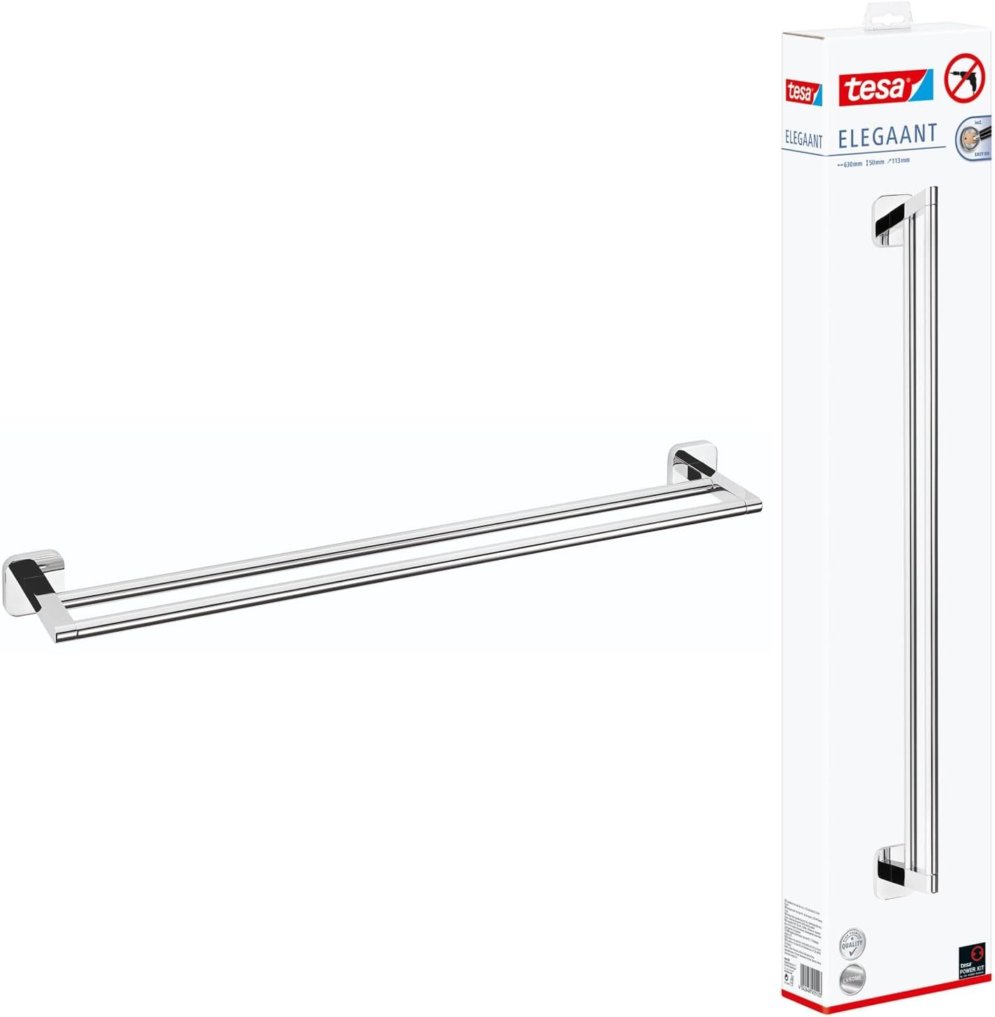 Thumbnail 6 de tesa Aluxx double panier de douche – fixation sans perçage en aluminium chromé