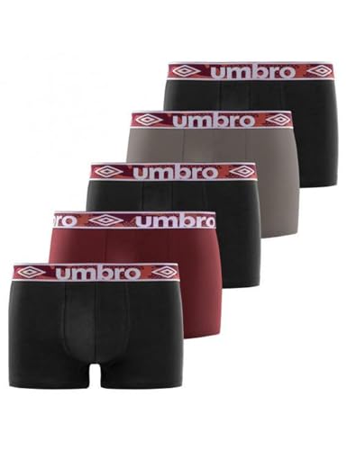 Detalle de Umbro Caleçon Boxer Homme 100% coton – Lot de 5 Noir CLA4 (M)