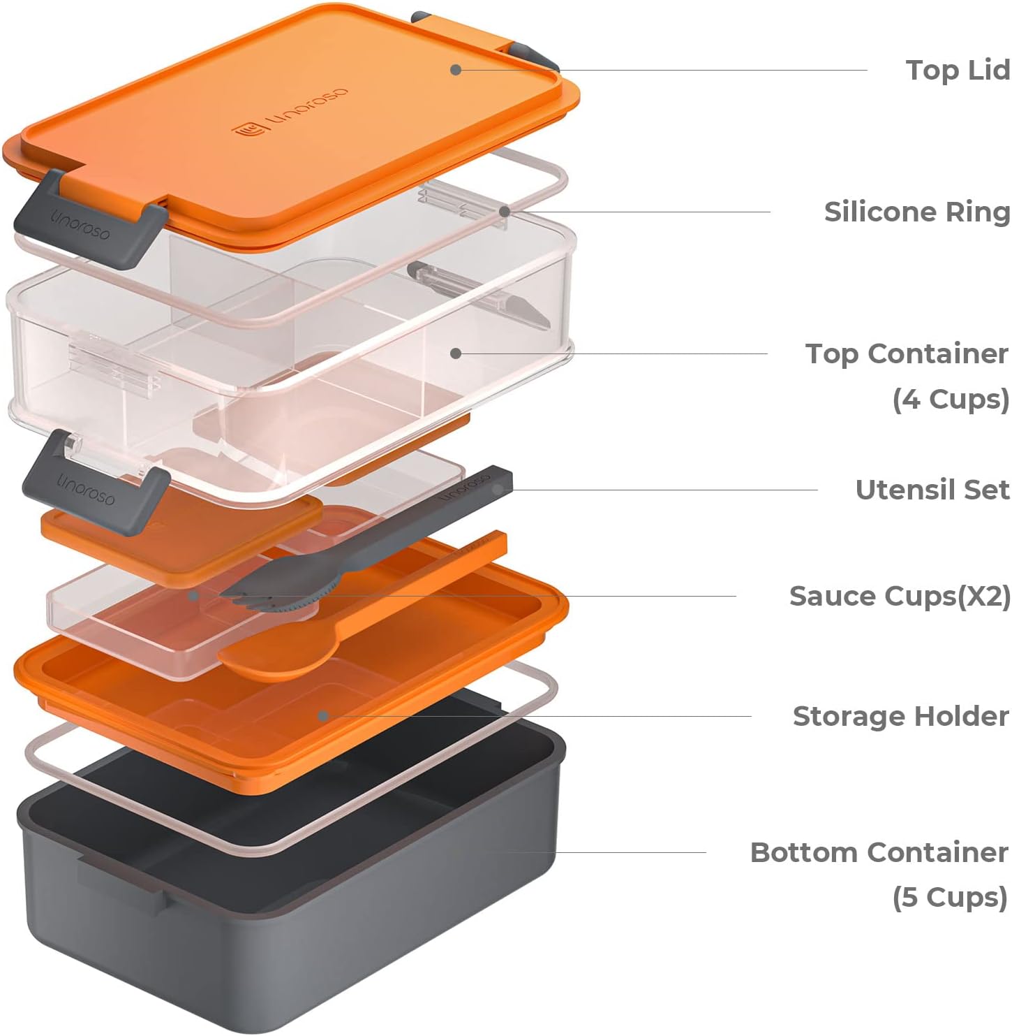 Thumbnail 1 de linoroso Lava Orange Bento lunch box 2226 ml