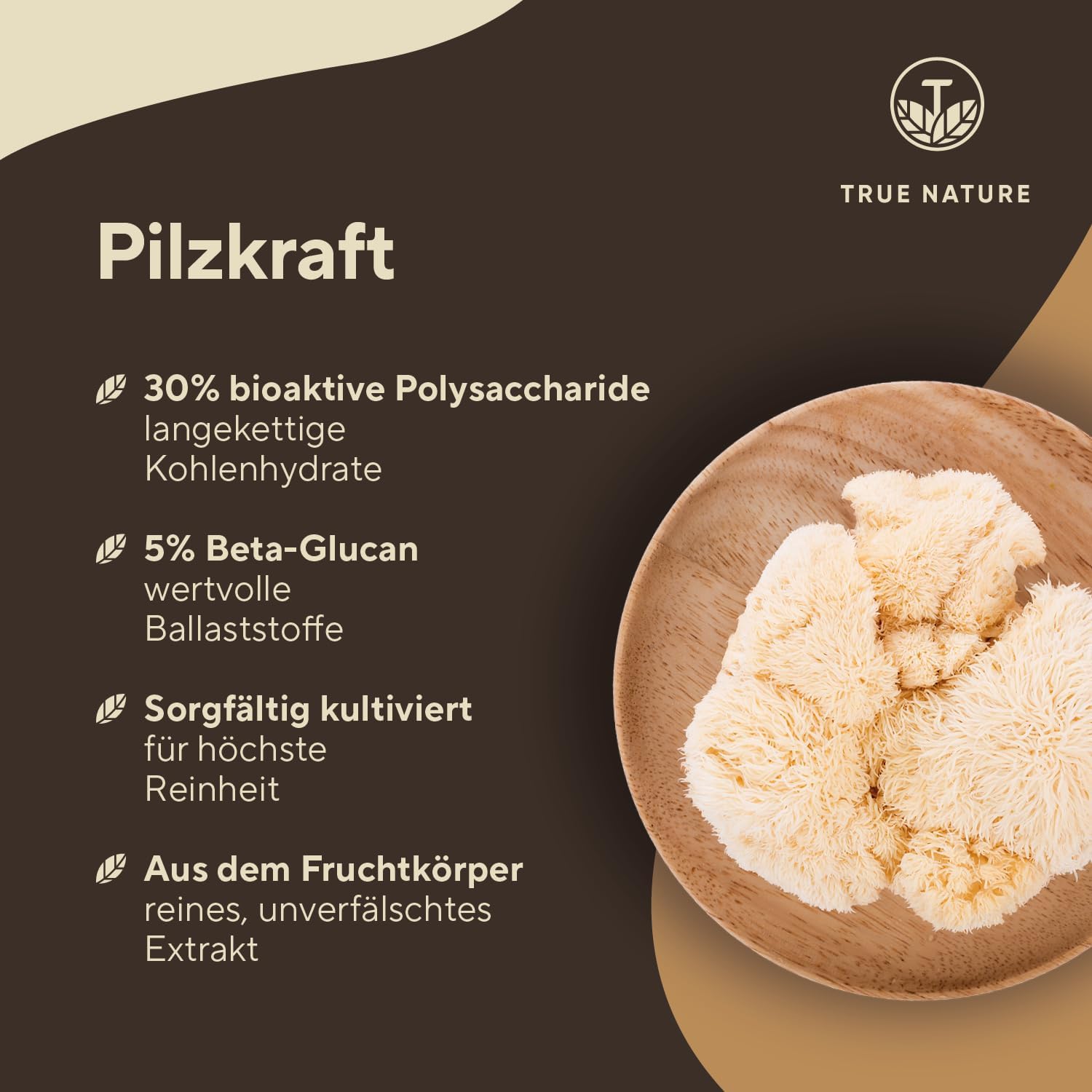 Detalle de Lions Mane 360 Kapseln – 2000 mg pro Tag, 30:1 Extrakt, vegan, laborgeprüft