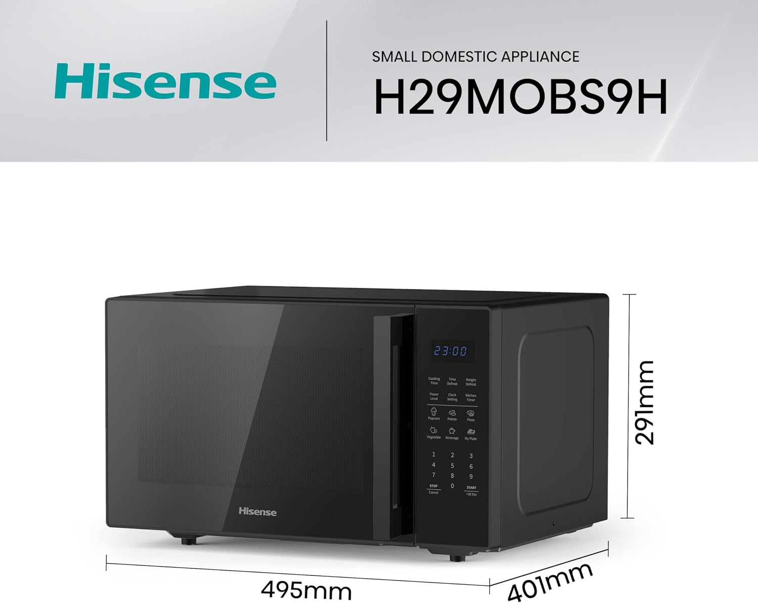 Detalle de Hisense H29MOBS9H: Microondas Digital de 29 L con Cocción Multifase y Revestimiento Cerámico