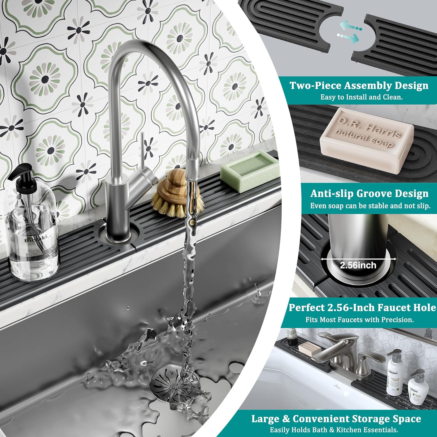 Thumbnail 6 de MAGKOTA Stone Faucet Mat 30" x 4" for Sink