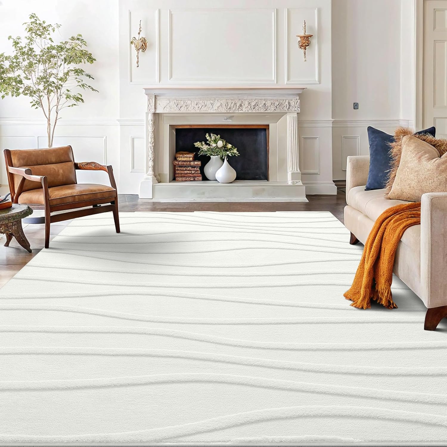 Detalle de Homaxy vloerkleed 120 x 160 cm, wasbaar pluche met golfpatroon