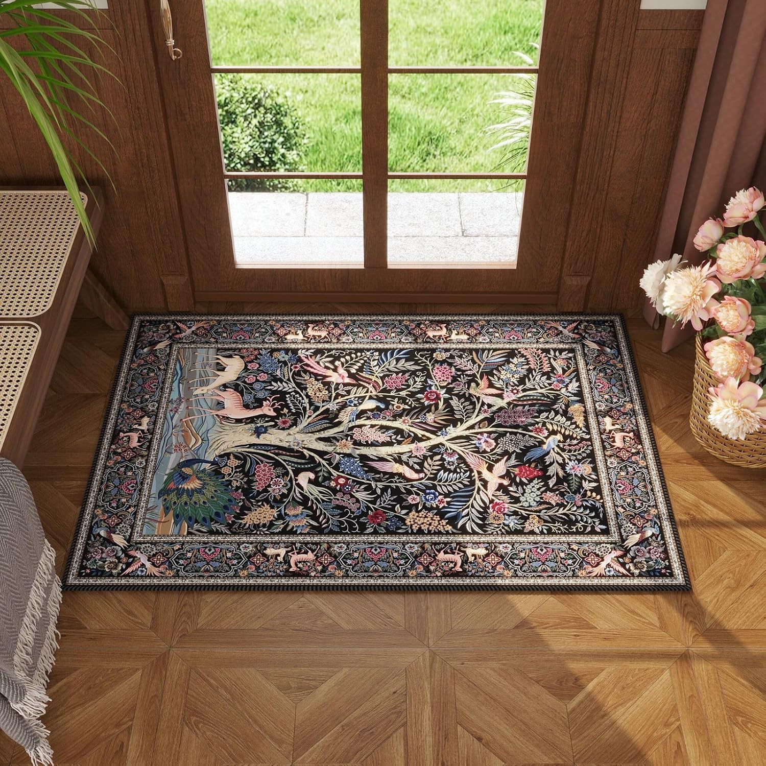 Thumbnail 2 de Rugcomf Area Rugs 9x12 Living Room Tree of Life Pattern – Vintage Washable Rug with Non-Slip Backing