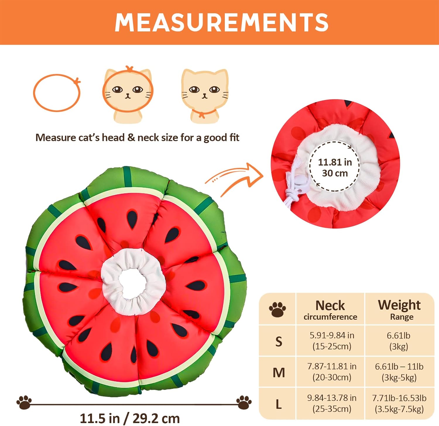 Detalle de Avont Cat Cone Collar Soft, Adjustable – Watermelon (M) for Post-Surgery Recovery