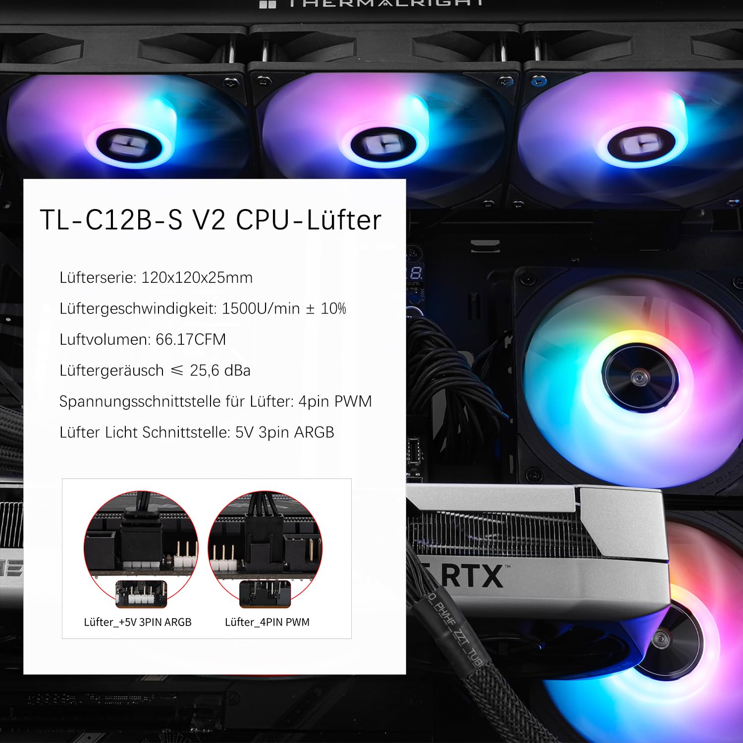 Detalle de TR-Thermalright Aqua Elite 360 V3 Wasserkühlung – Komplettset für AM4/AM5, ARGB 3x120mm