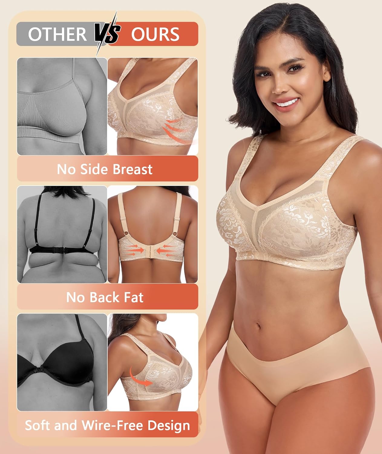 Thumbnail 5 de UPGAMR Full Coverage Minimizer Bra (wirefree) – lace jacquard, plus size comfort
