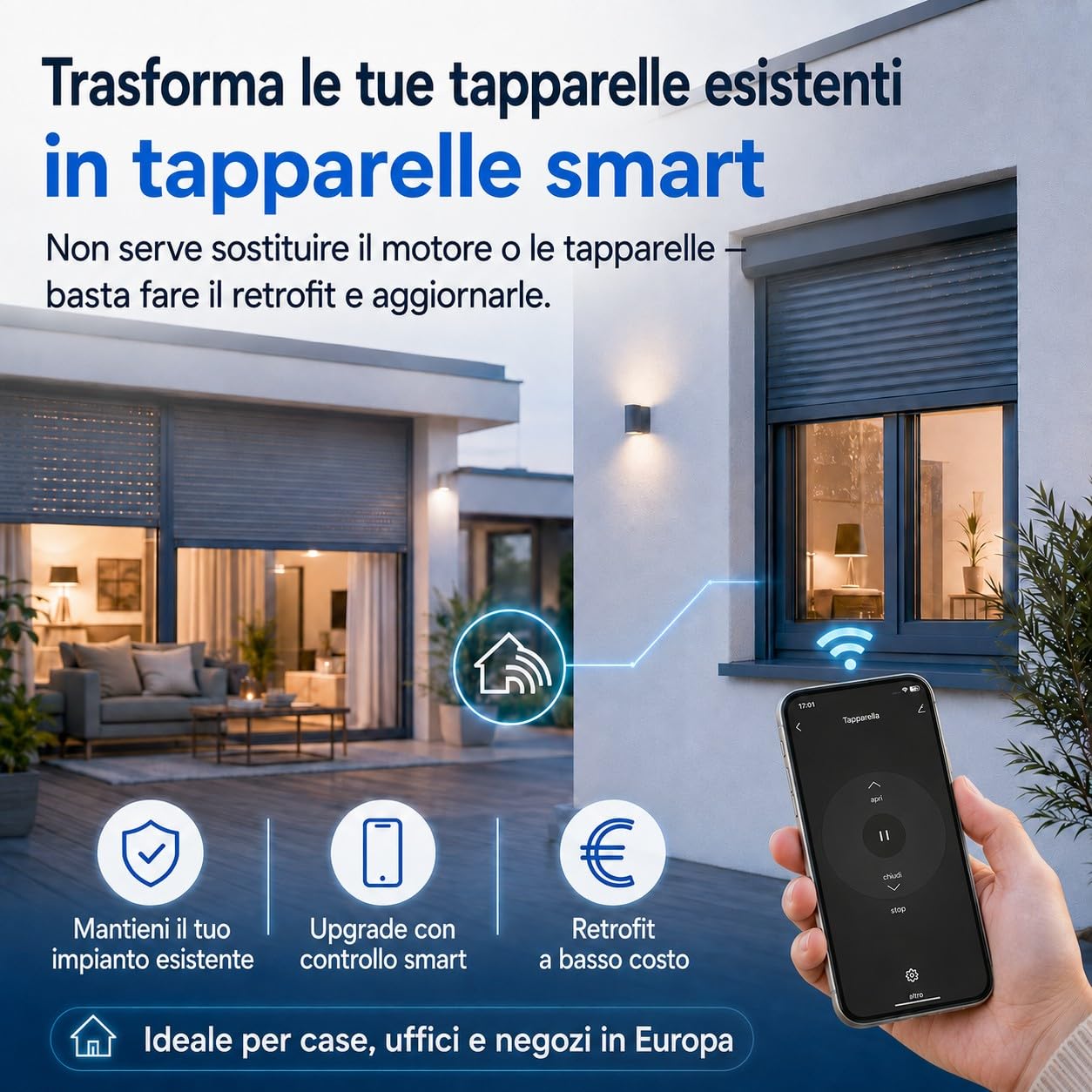 Detalle de LoraTap Interruttore WiFi per tapparelle 2 pezzi con Smart Life, Alexa e Google Home (300W)