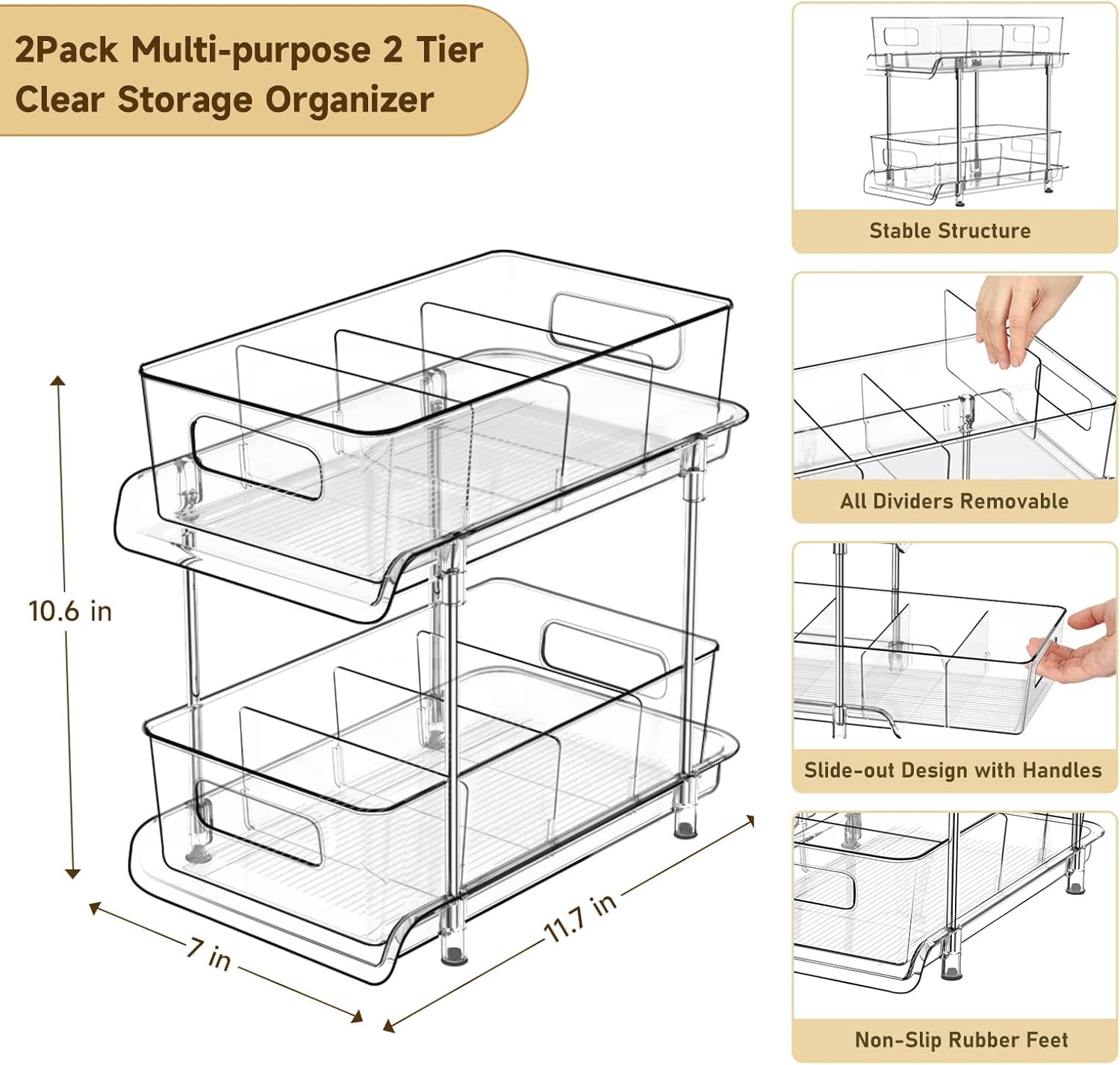 Thumbnail 1 de HIHEGD 2-Tier Bathroom Organizer with Dividers