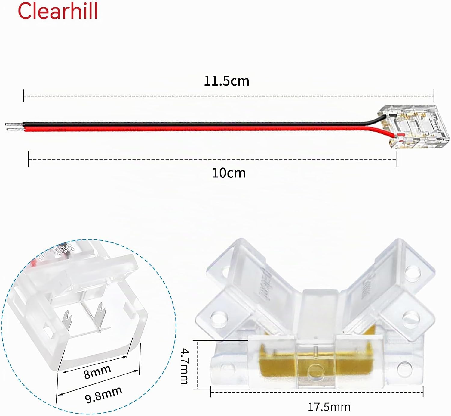 Detalle de Clearhill CON-8MM2PIN-WTS20P COB-ledstripconnector, 2-polig, 20 stuks