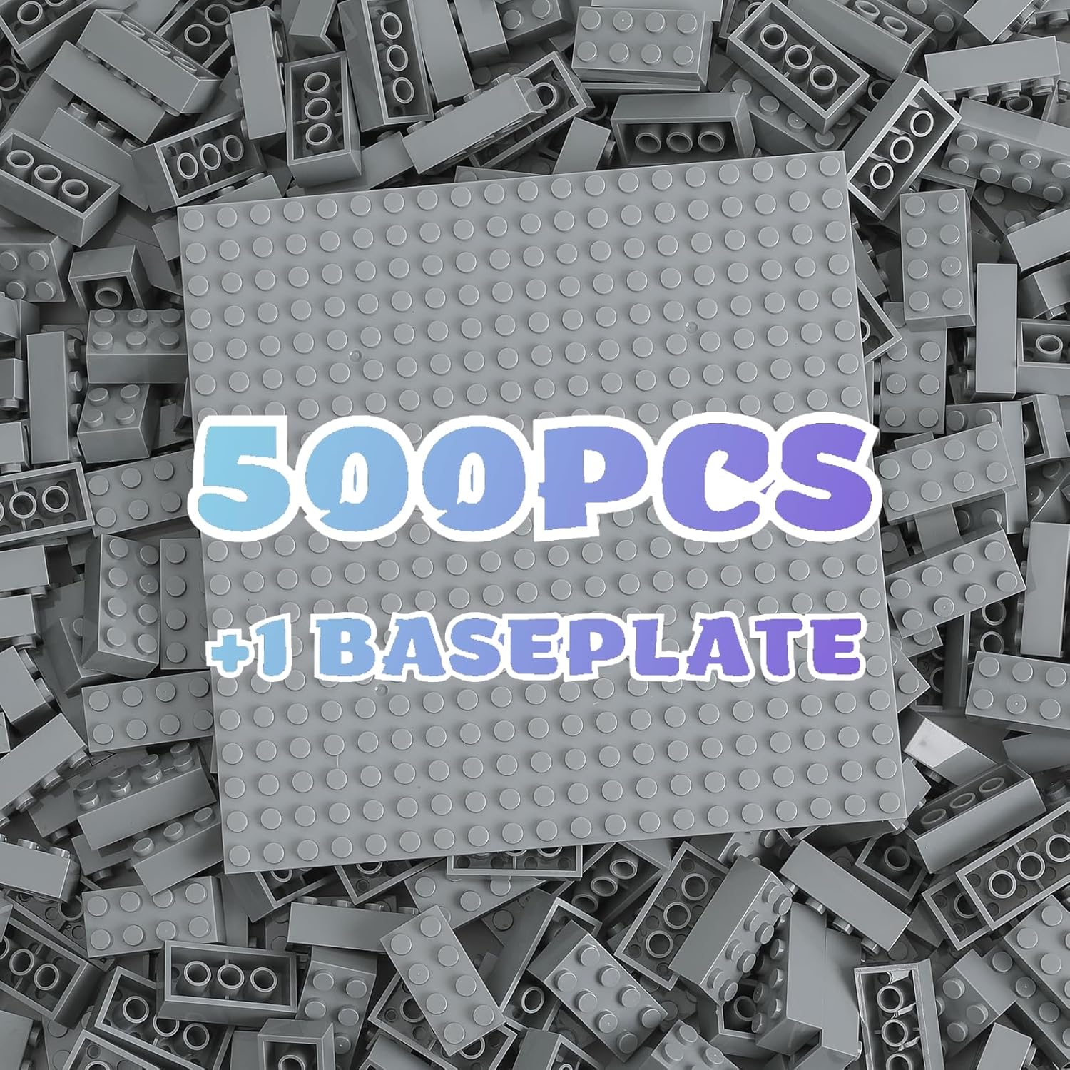 Thumbnail 3 de HUIZDQ 2x4 Classic Bauklötze Set (500 Stück) – sandfarbene Grundplatten, stapelbar