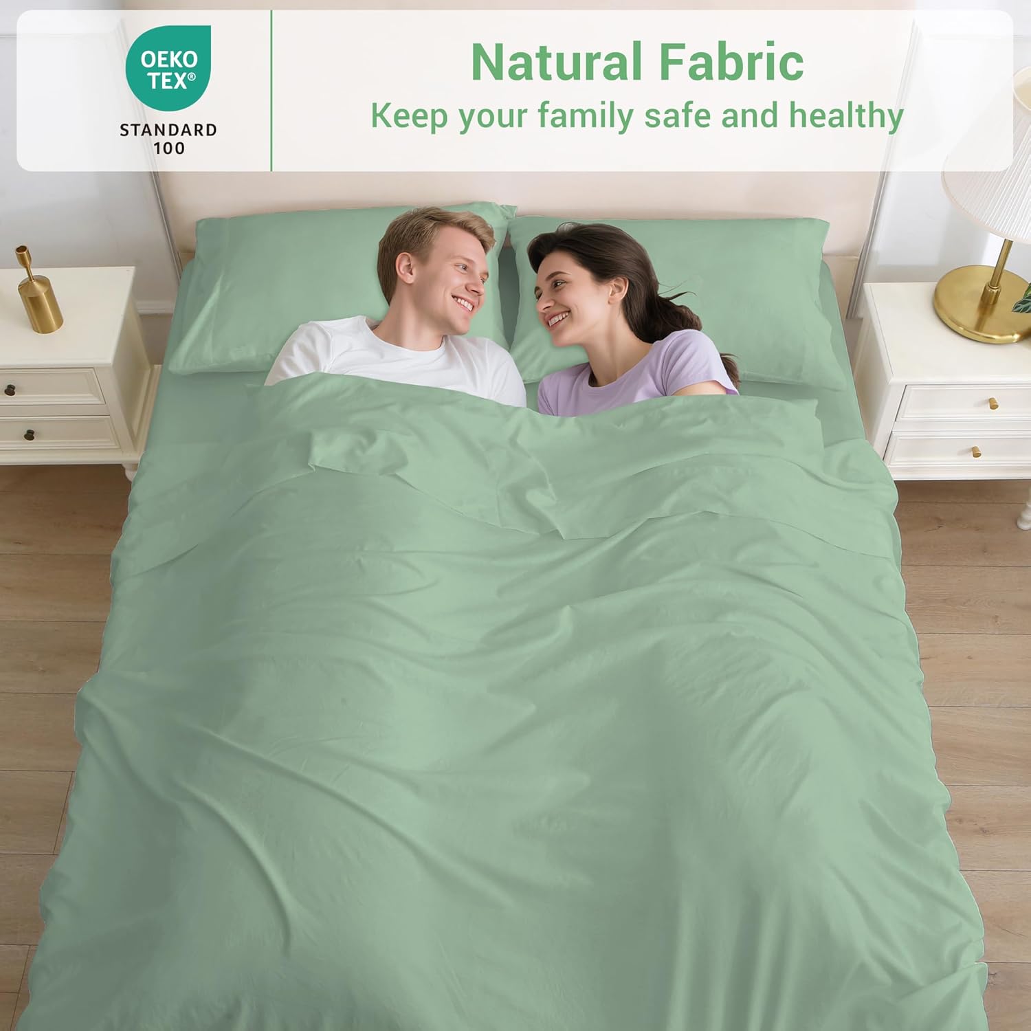 Detalle de softan SMTSAGEGREENF Full Microfibre Sheet Set, Sage Green, 15-inch Pocket