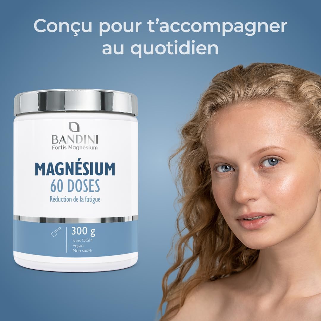 Detalle de Bandini® Magnésium en Poudre 300 g – Source de Citrate de Magnésium, sans OGM