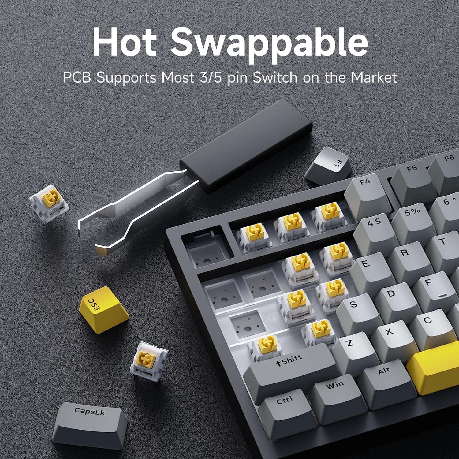 Thumbnail 4 de Ajazz AK820 75% Hot Swappable Mechanical Keyboard with Volume Knob