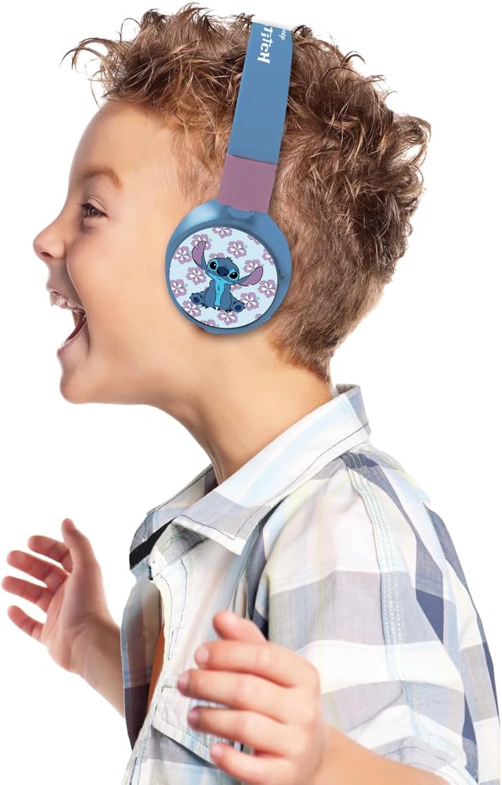 Detalle de Lexibook Disney Stitch Casque Bluetooth HPBT010D – 2-en-1 sans fil ou filaire, micro amplification mastiqueur
