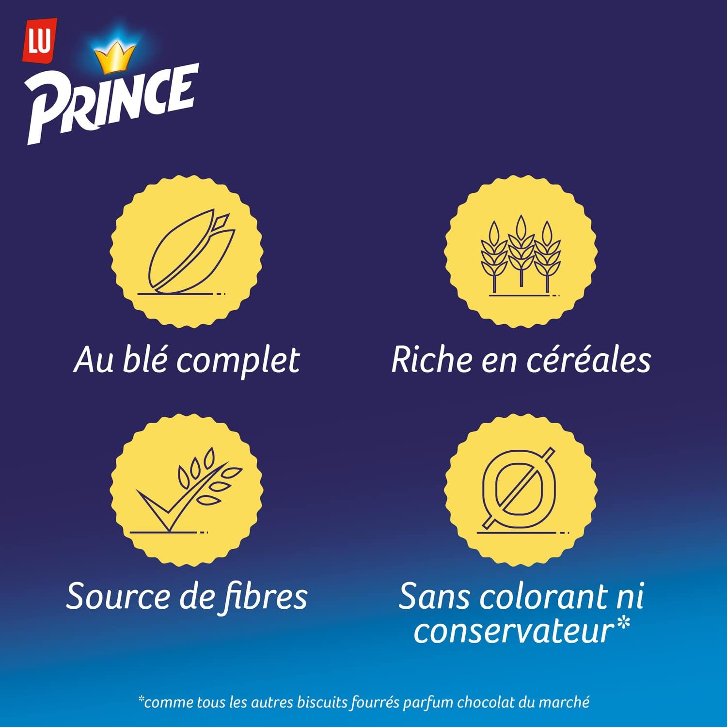Detalle de Prince de LU Chocolat – Biscuit Fourré au Chocolat, blé complet, lot de 12 paquets de 300 g