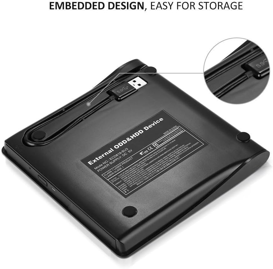 Thumbnail 6 de Vlio External USB 3.0 Slim CD/DVD Drive (Portable Burner/Reader) for PC, Laptop & Desktop