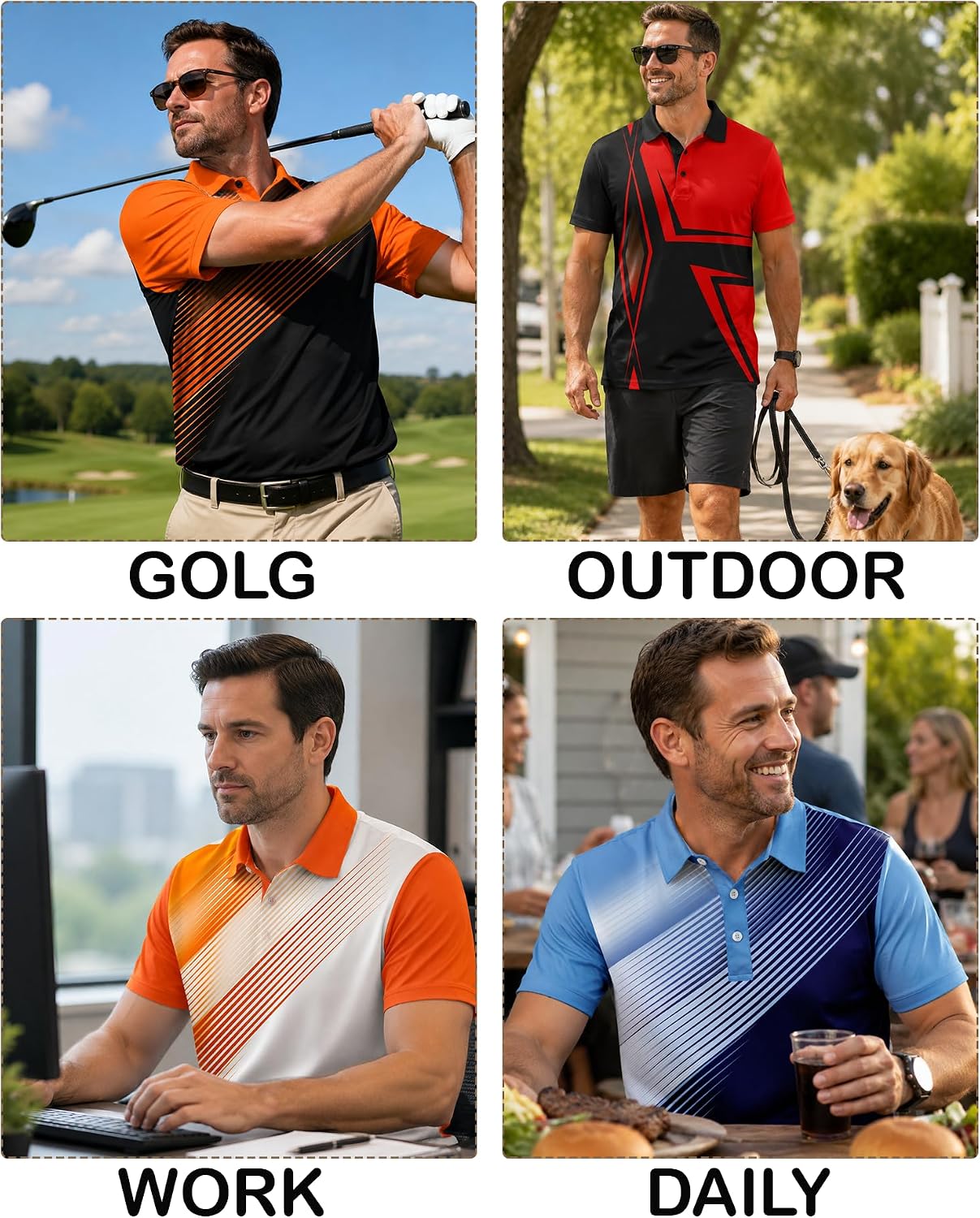 Thumbnail 5 de SCODI Men’s Moisture-Wicking Performance Golf Polo Shirt (Print, Short Sleeve)