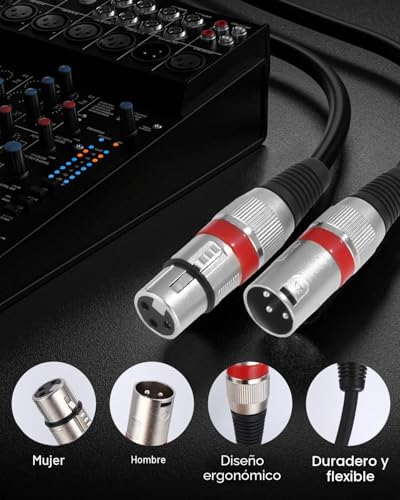 Detalle 2 de PERMUST Lote 2 Cables XLR 10 m 3 pines blindados con conectores metálicos