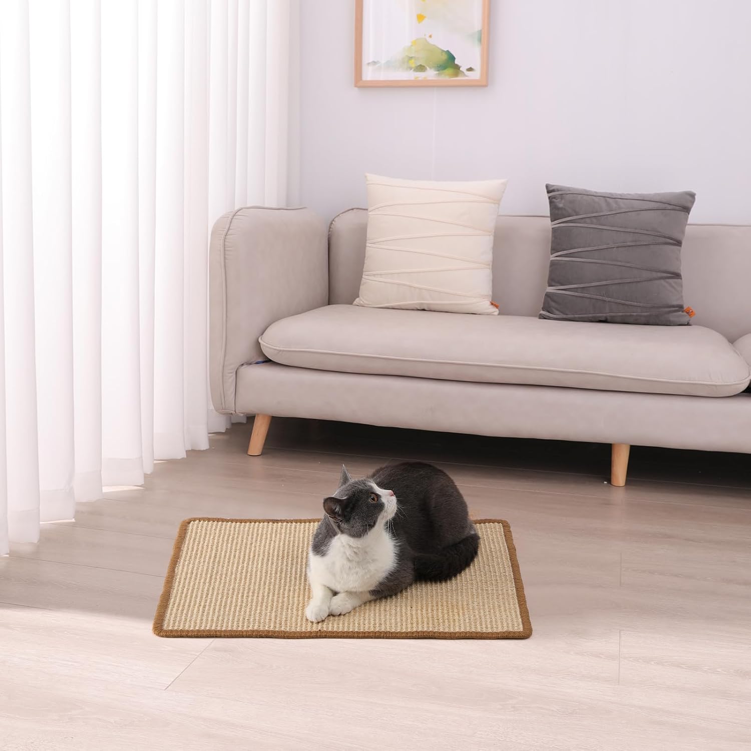 Detalle de FUKUMARU Tapis Griffoir pour Chat 60 x 40 cm – Sisal Naturel