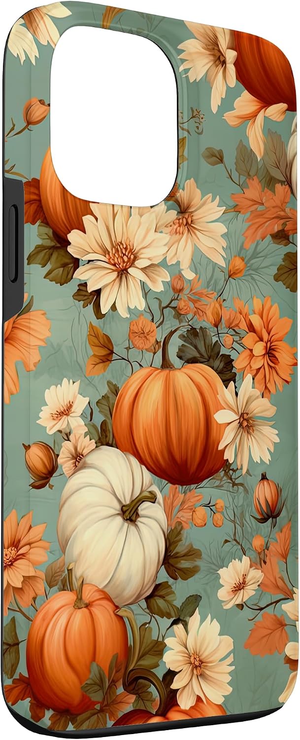 Detalle de Halil GeiBler iPhone 13 Pro Max Case with Autumn Floral Pumpkin Design