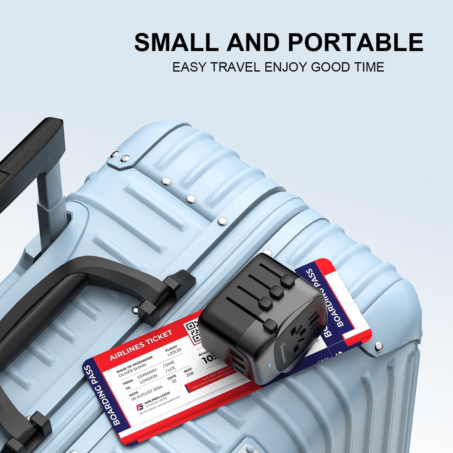 Thumbnail 3 de SAUNORCH Worldwide Travel Adapter with 2 USB-A & USB-C – universal plug for USA, UK, EU, AU (Thailand & 200+ countries)