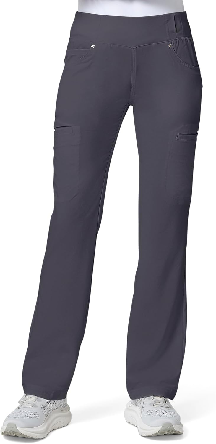 Detalle de Cherokee Iflex Women's Straight-Leg Scrub Pants, 6 Pockets, 360° Stretch