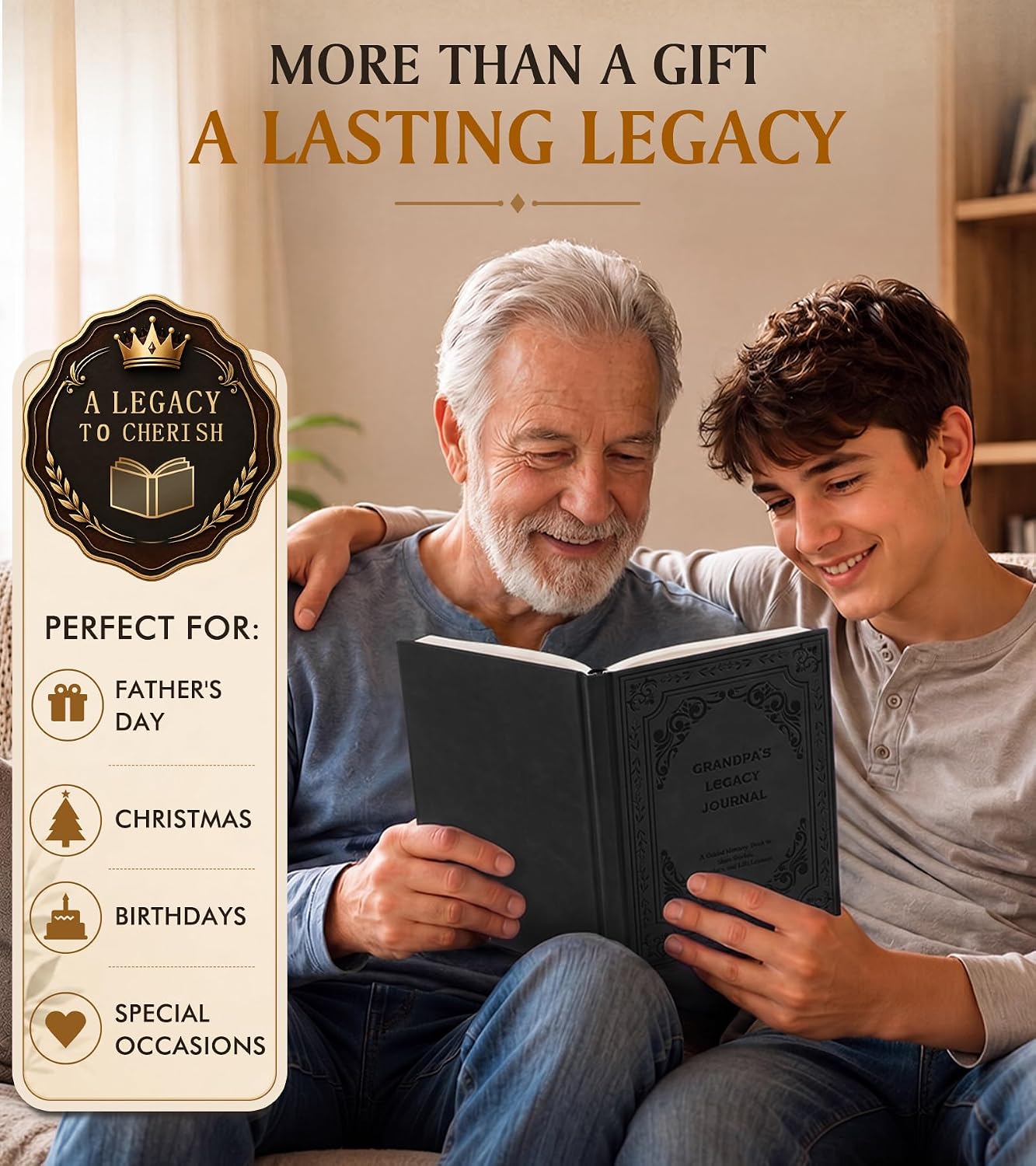 Thumbnail 6 de PAPEJOON Grandpa's Legacy Journal, Hardcover Memory Book with 200+ Prompts