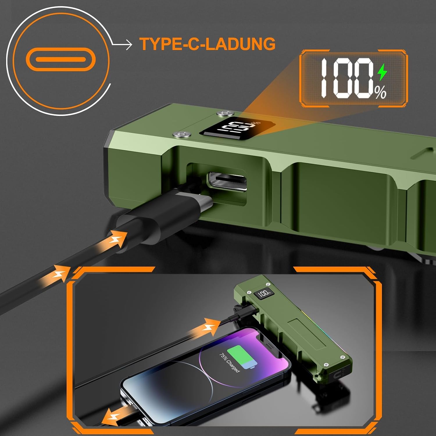 Detalle de Relybo FP110 torcia LED tattica 1.000.000
