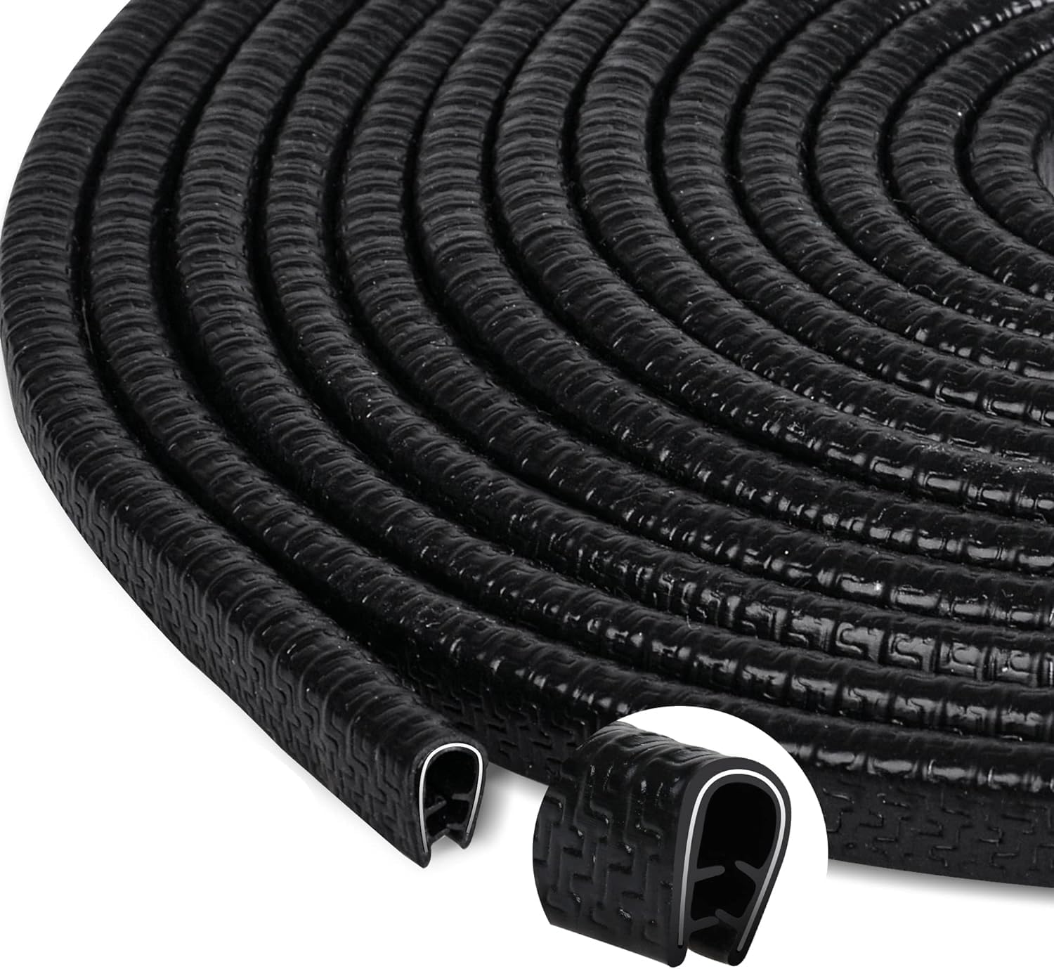 Car Door Edge Guard Protector Strips (U-Shape) in Rubber – Door seal trim for metal edges, 4m roll